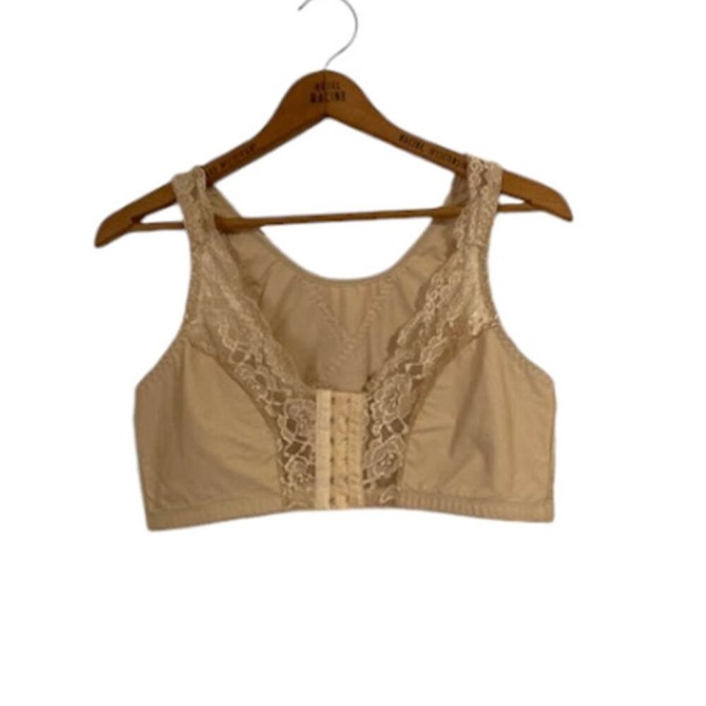 Beige Bralette - 3XL- Women's Front Closure Bra - Full Coverage Back